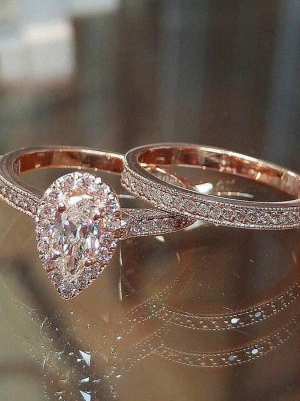 Rose gold ring set